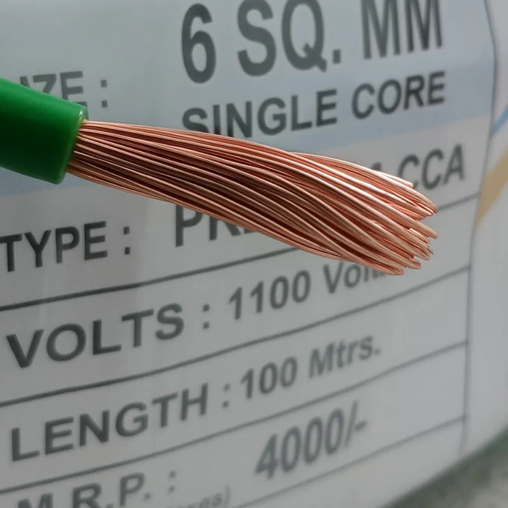 Entoric 6.0 SQMM PURE CCA Earthing Cable, Green, 100 Meter