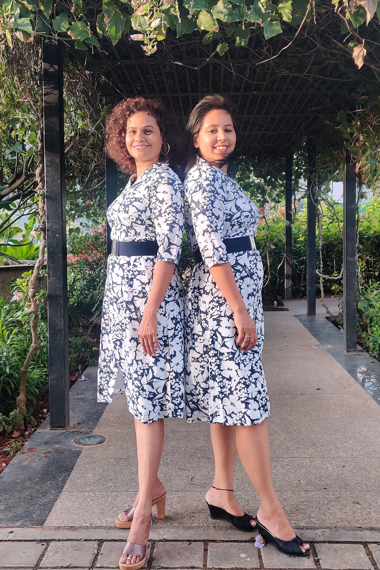 Printed Cotton Collar Dress with belt (XS)