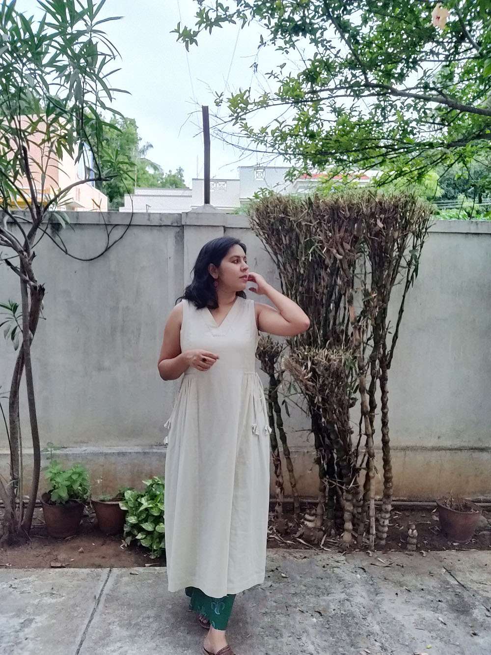 Panelled Drawstring Cotton Kurta/Dress (M)