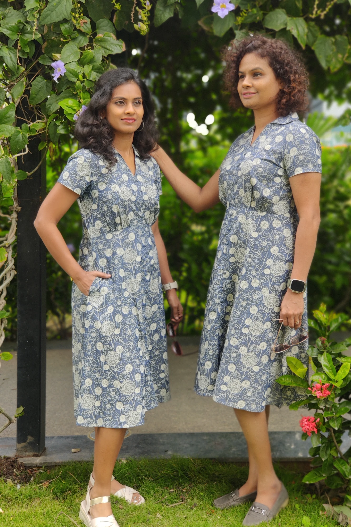 Soft Cotton Denim printed dress (XS)