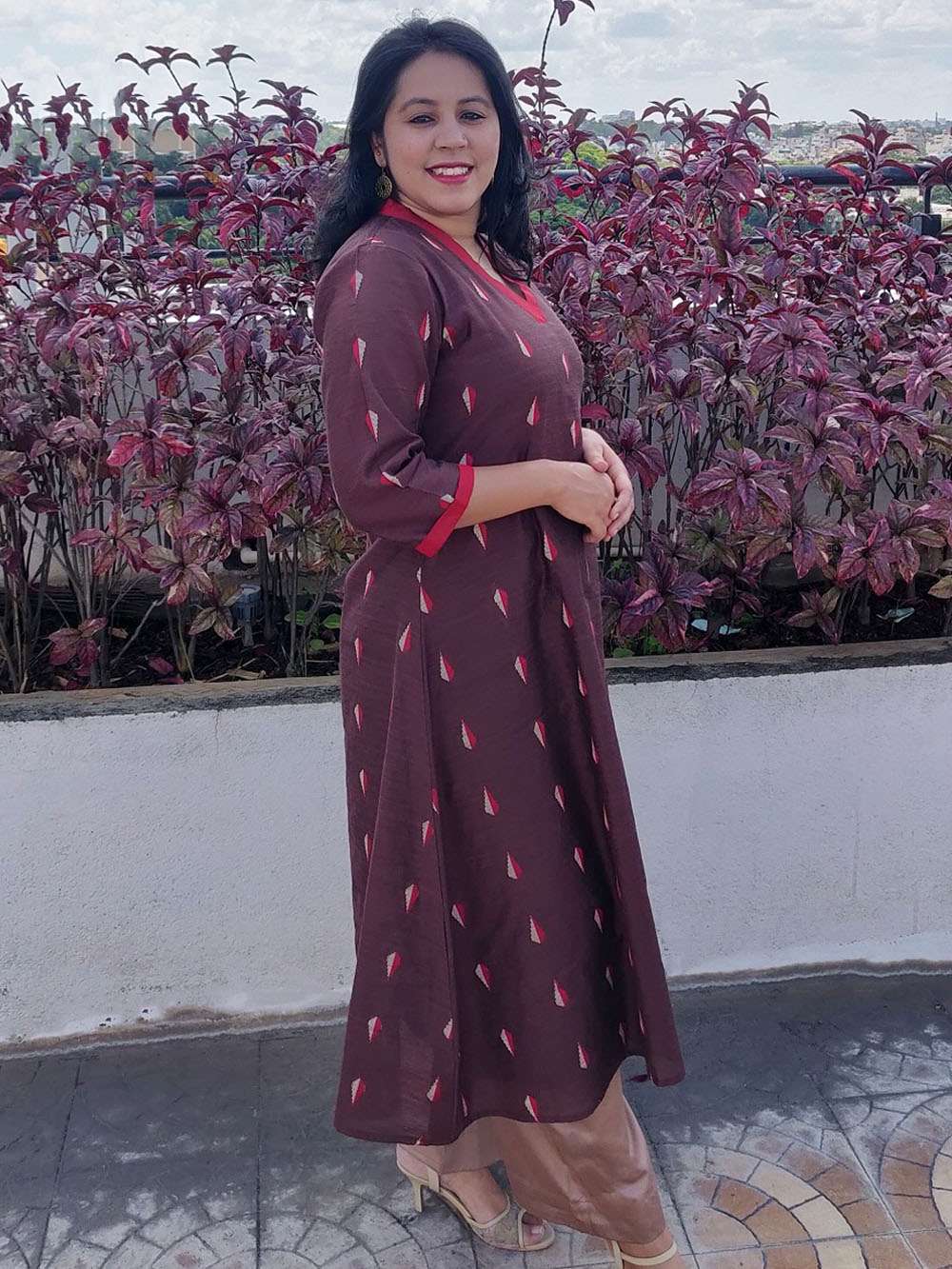 Cedar Brown Cotton Silk Kurta Set (M)