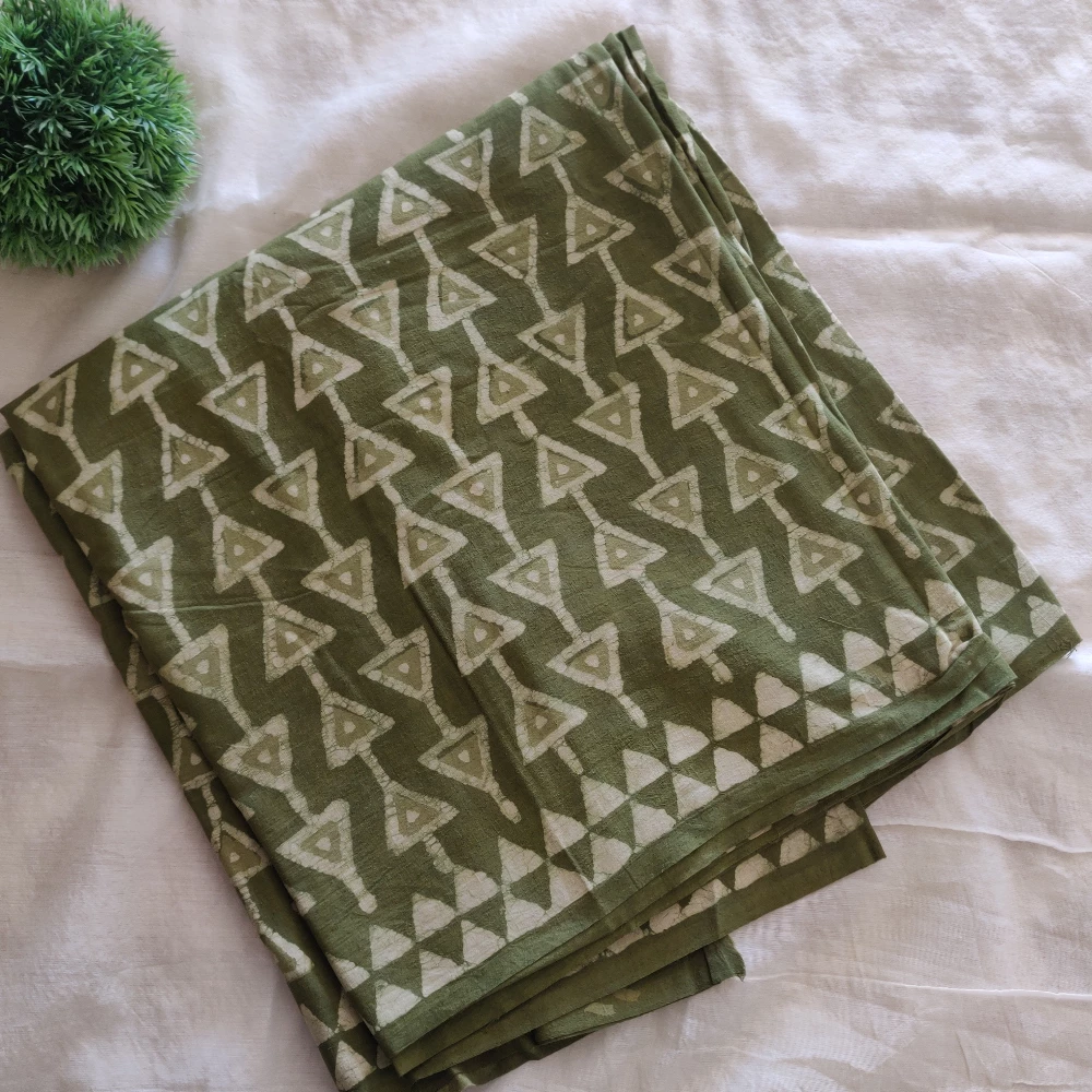 Dabu Print Saree - Green