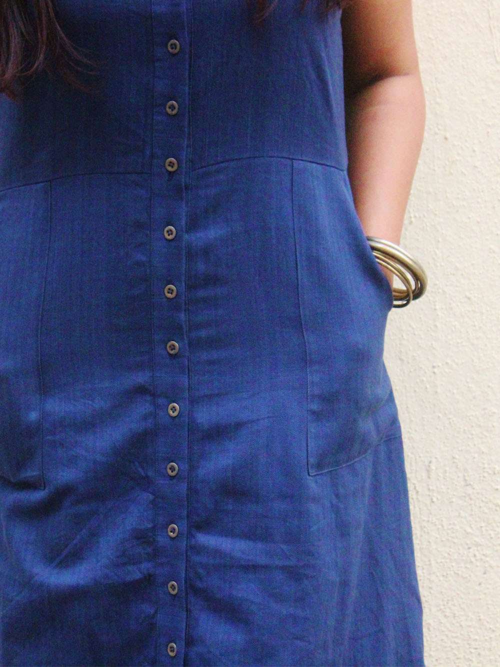 Handloom Denim button down maxi dress