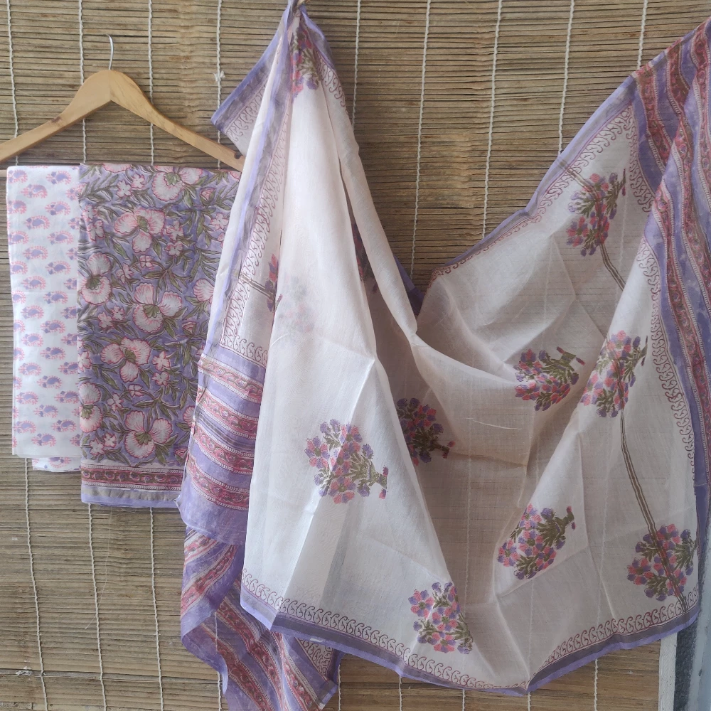 Lavender Chanderi Silk kurta set