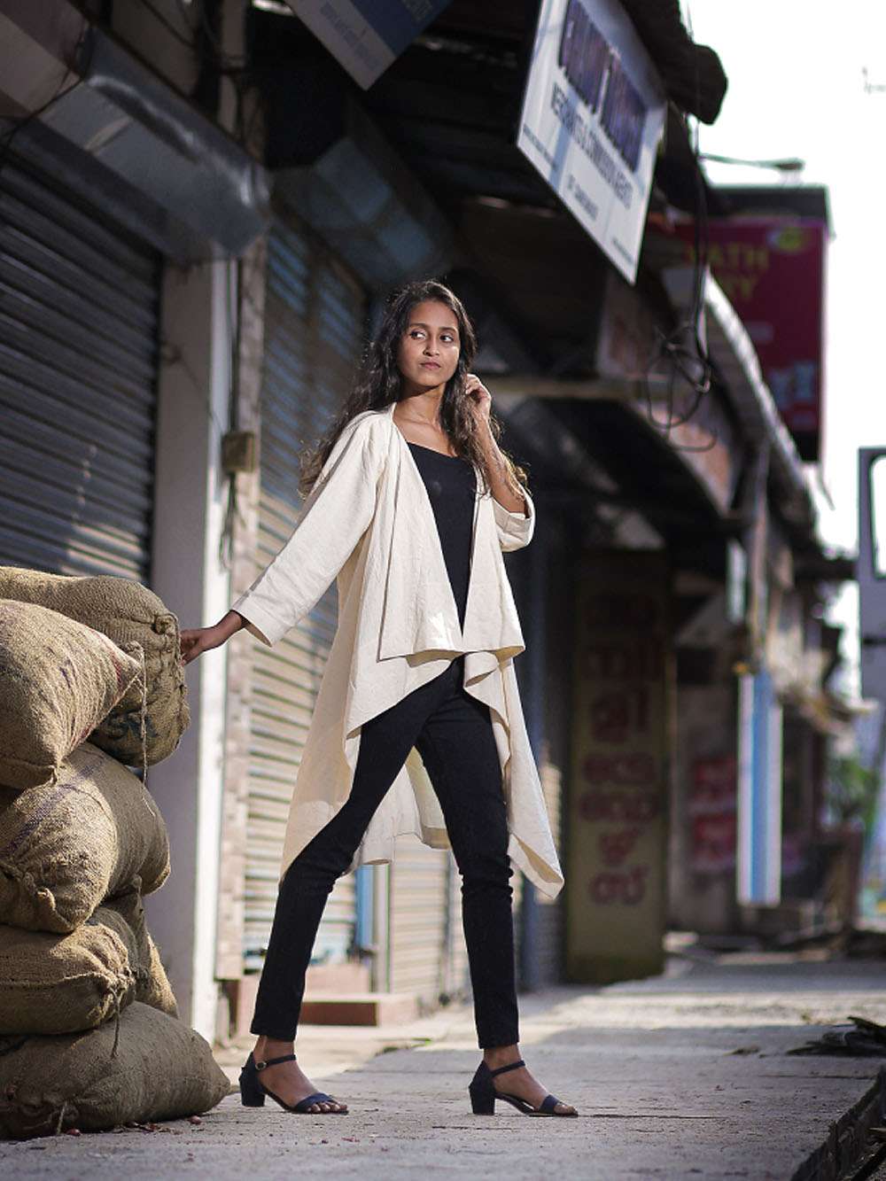 Handloom Cotton Waterfall jacket (M)