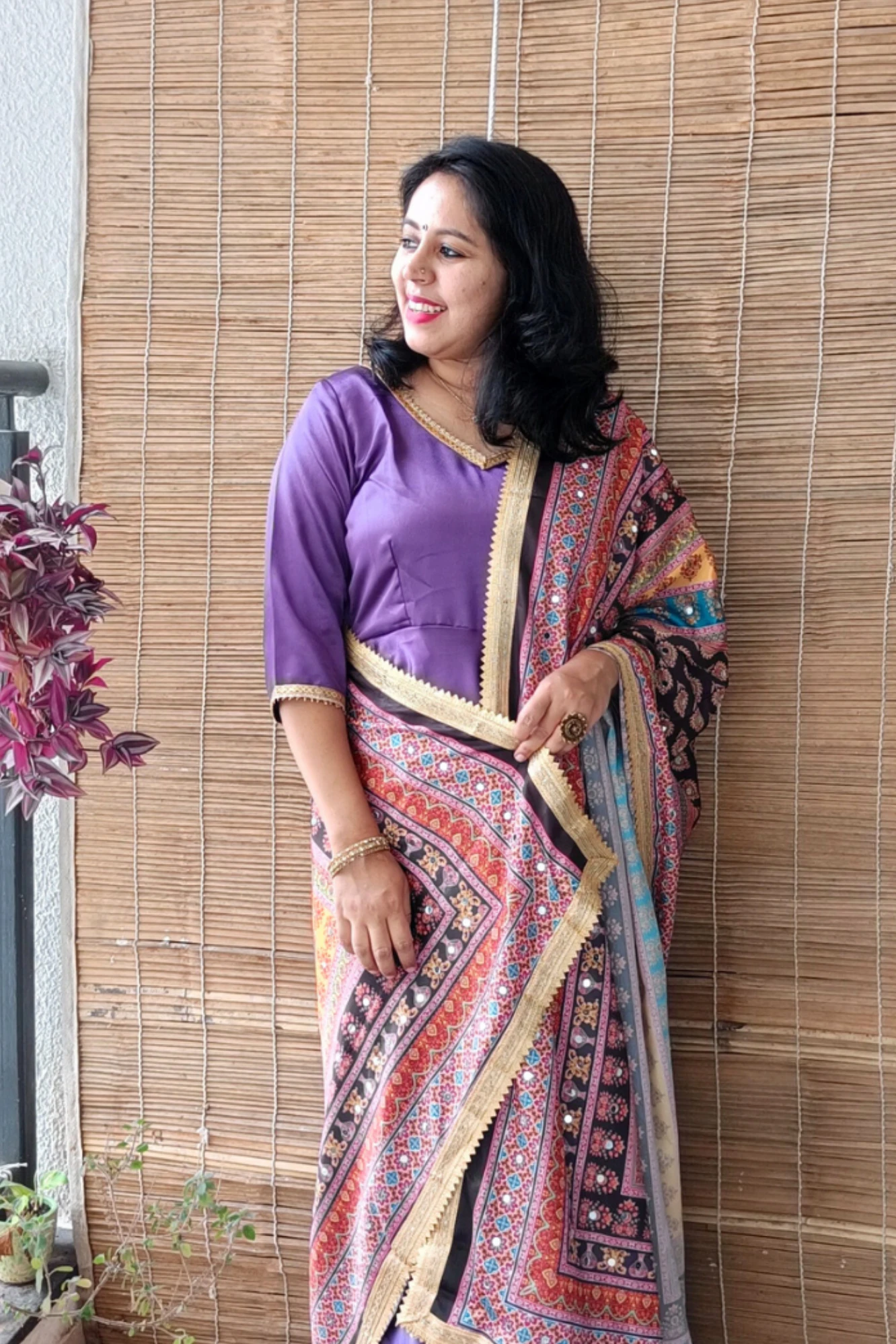 Satin maxi with mirror dupatta (XL)