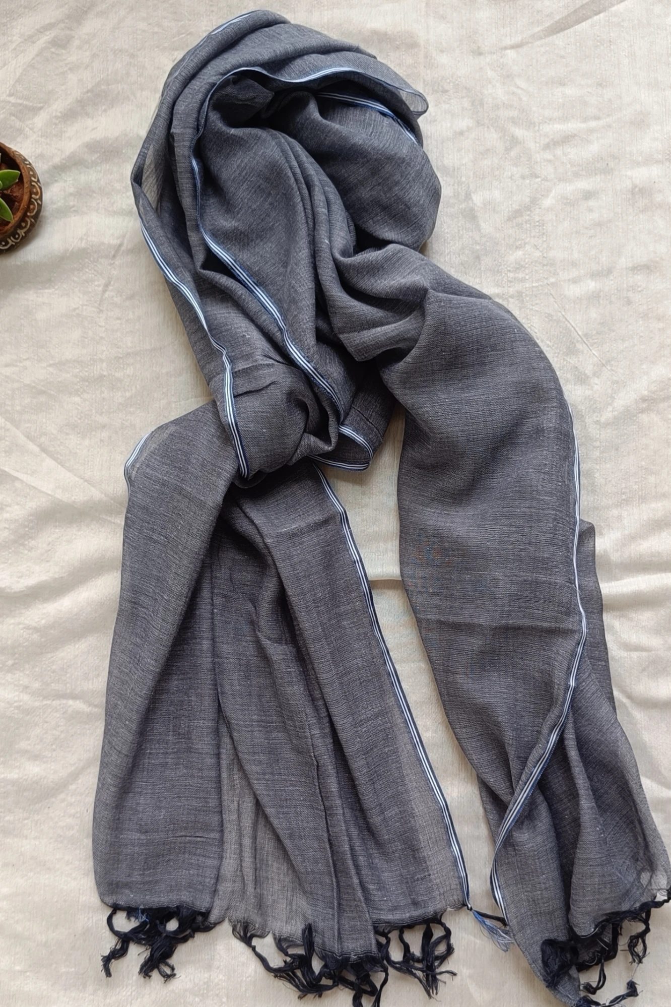 Steel blue cotton stole