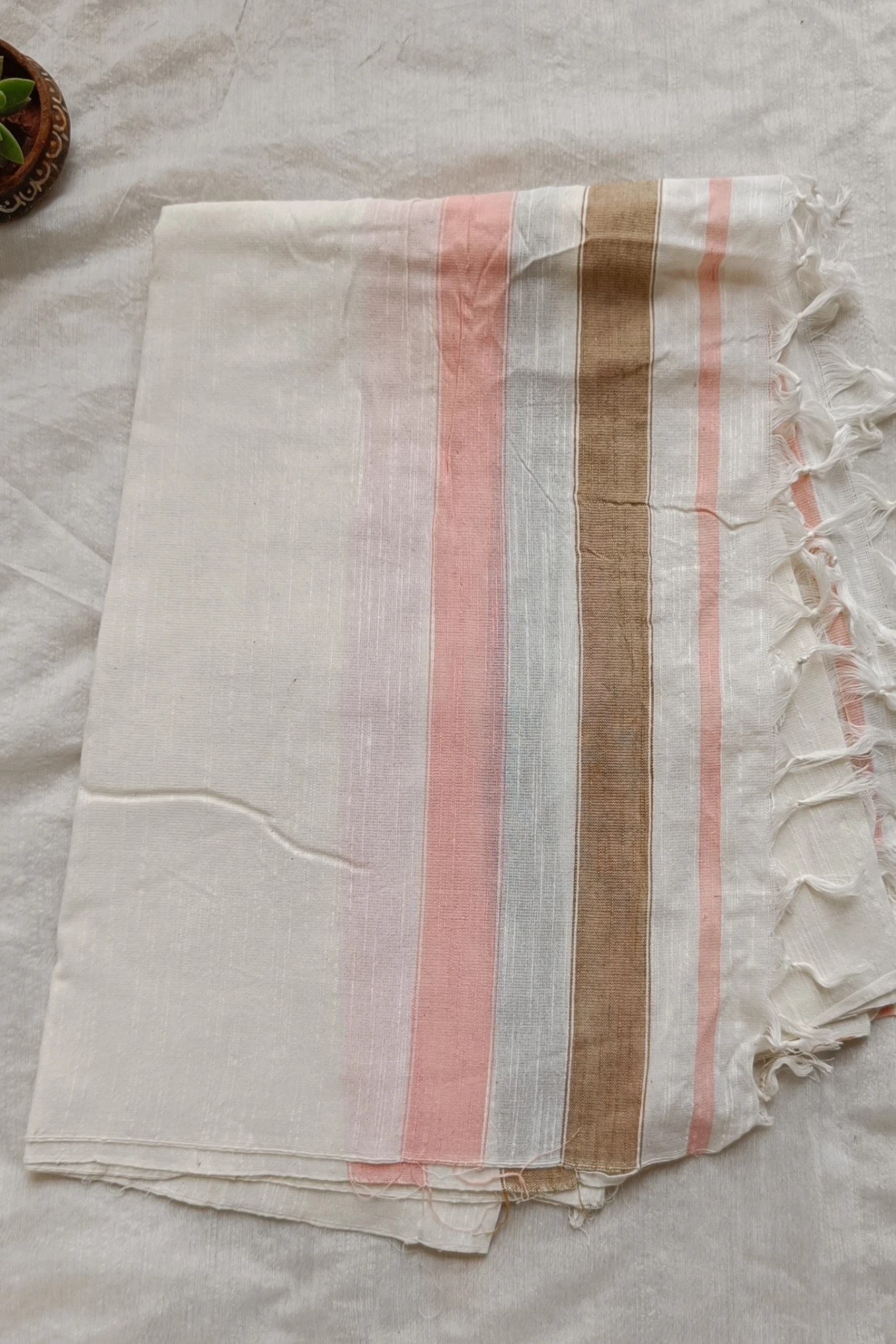 Ivory Slub cotton stole