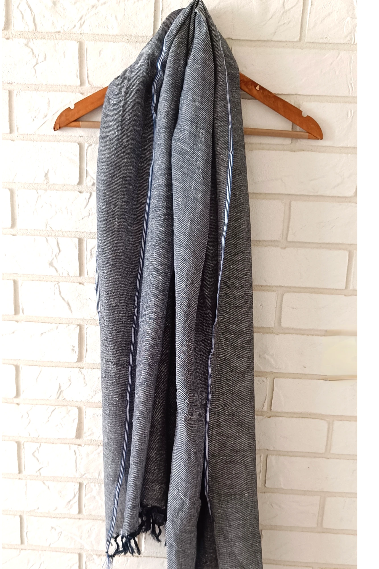 Blue diagonal cotton stole