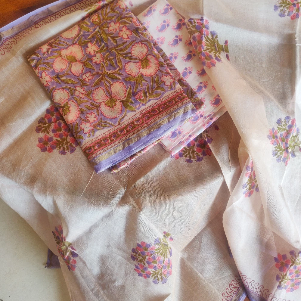 Lavender Chanderi Silk kurta set