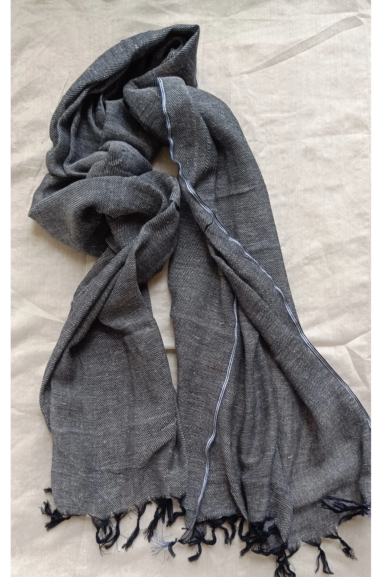 Charcoal diagonal cotton stole