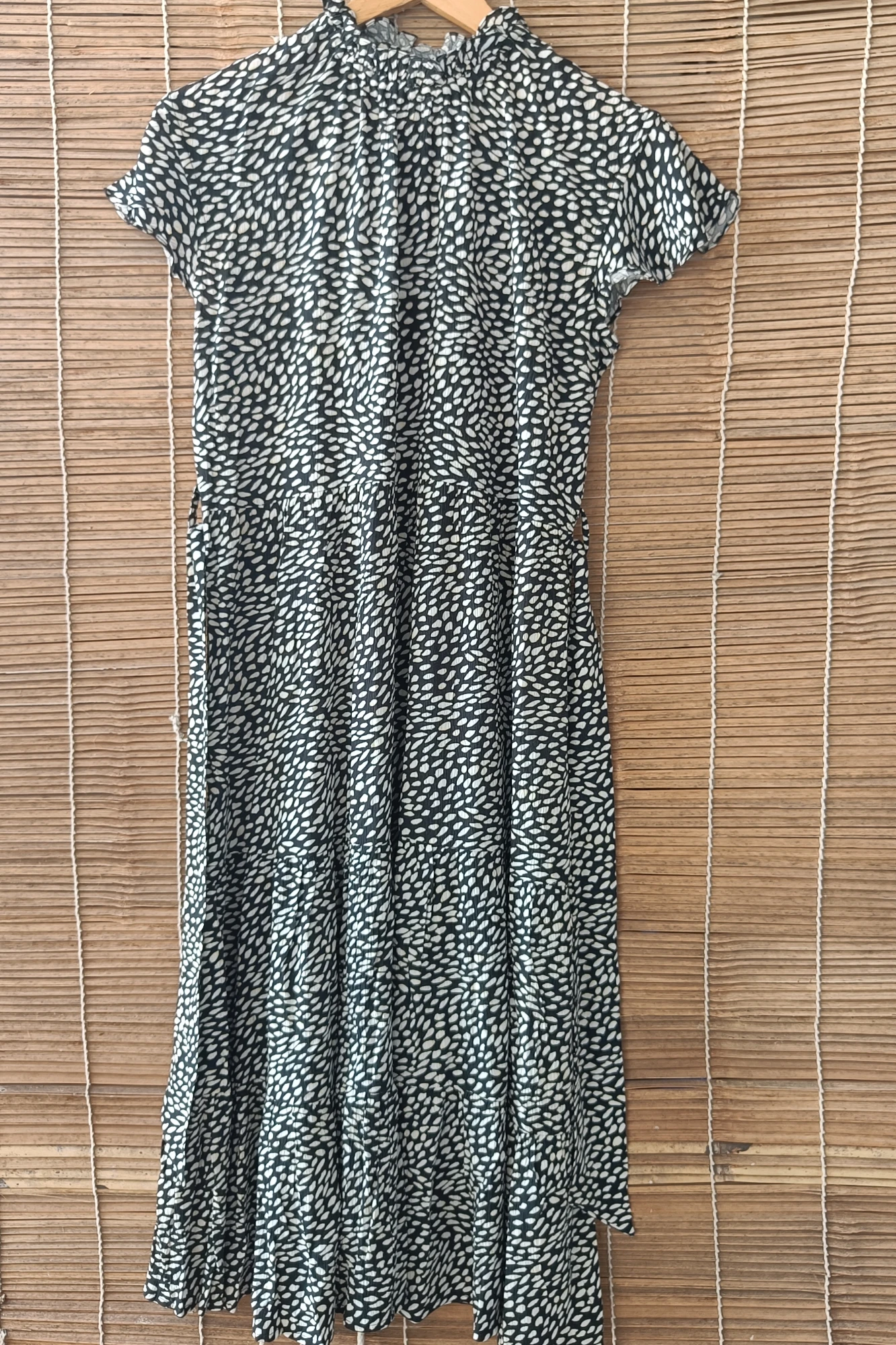 Black & white printed wrinkled cotton dress (XS)