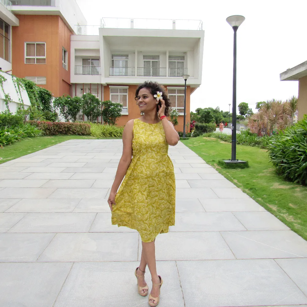 'Marigold' Cotton Tie-up Dress