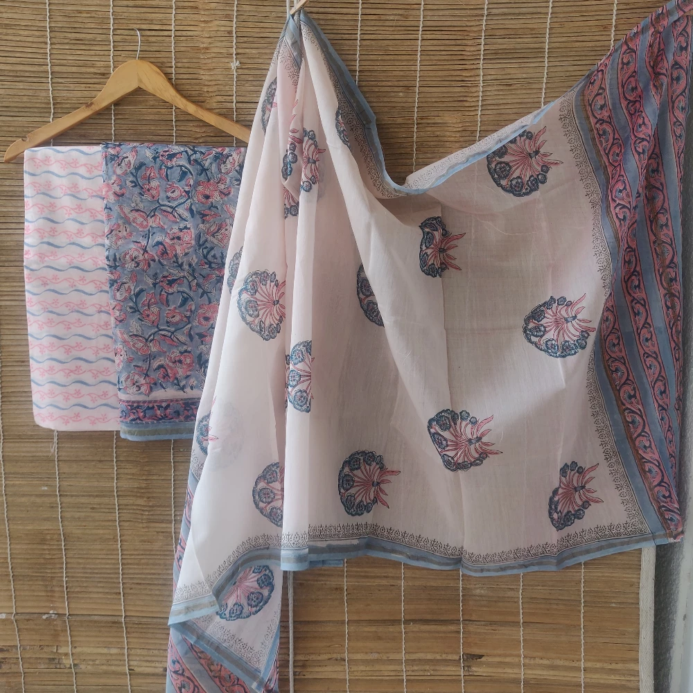 Powder Blue Chanderi Silk kurta set