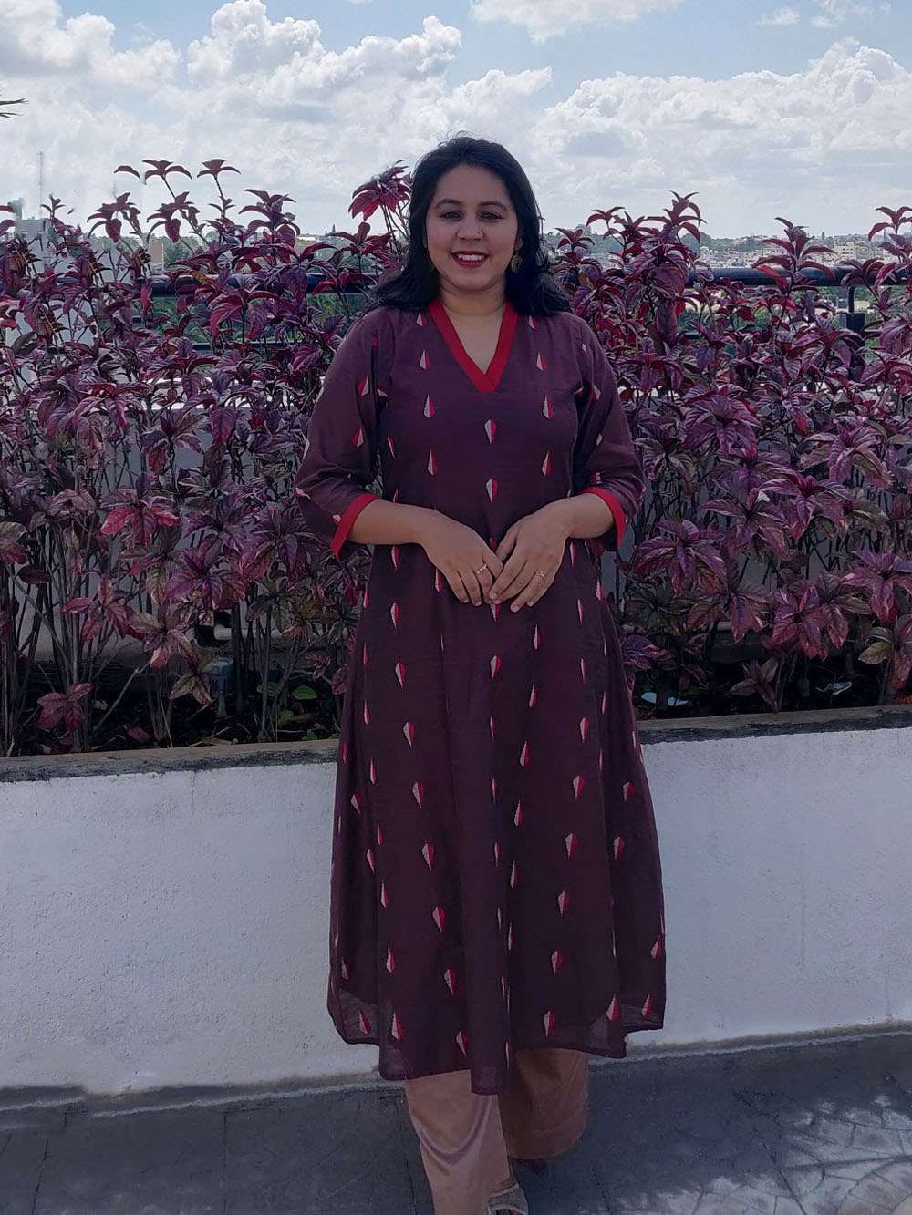 Cedar Brown Cotton Silk Kurta Set (M)