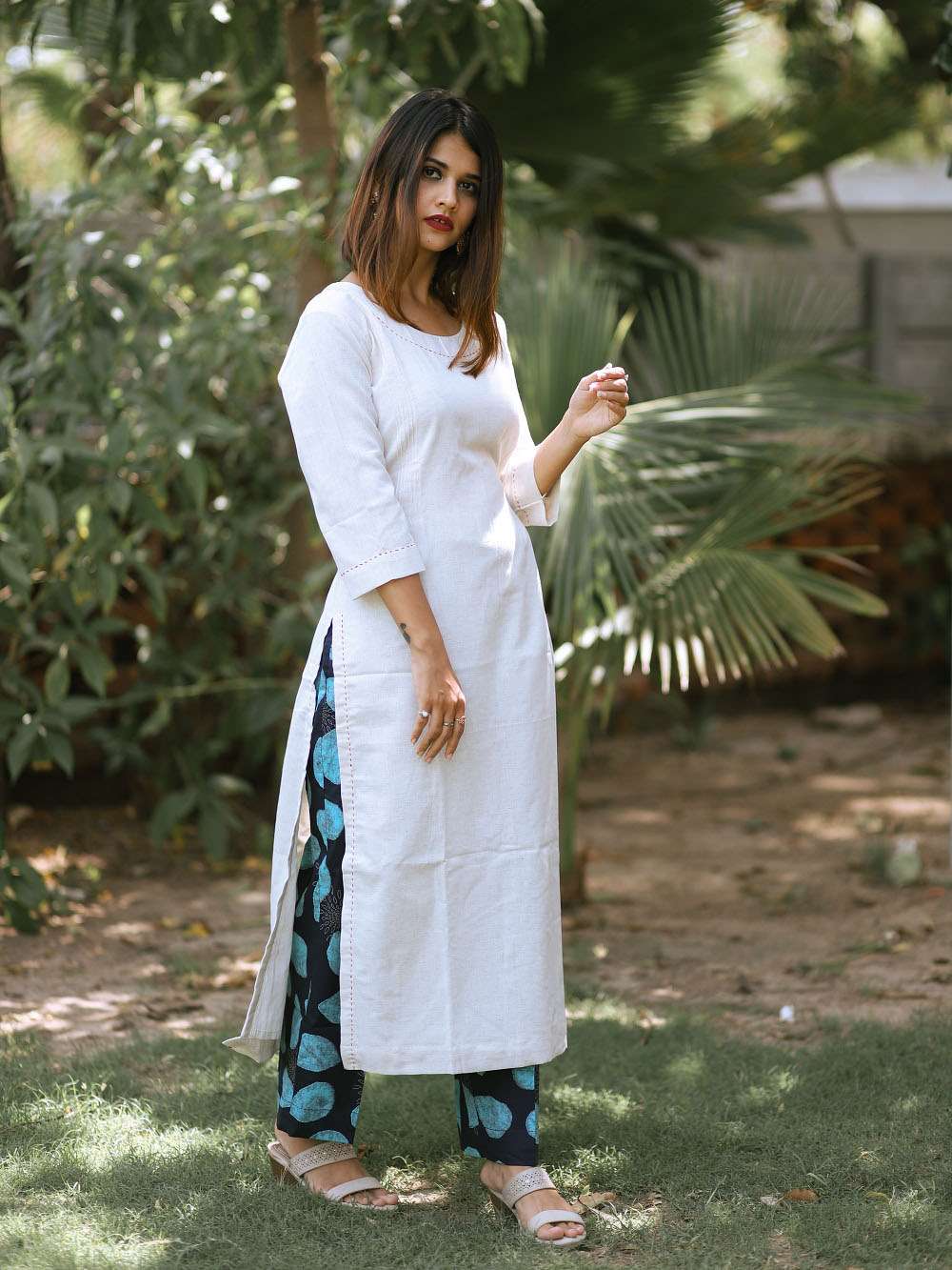 Pin Tucks Cotton Kurta (M)