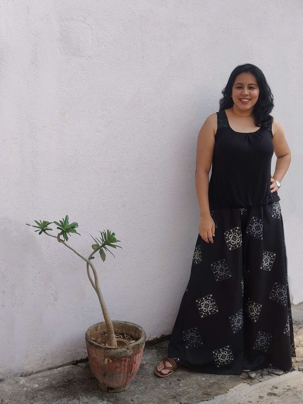 Smokey black hand block printed cotton Sharara