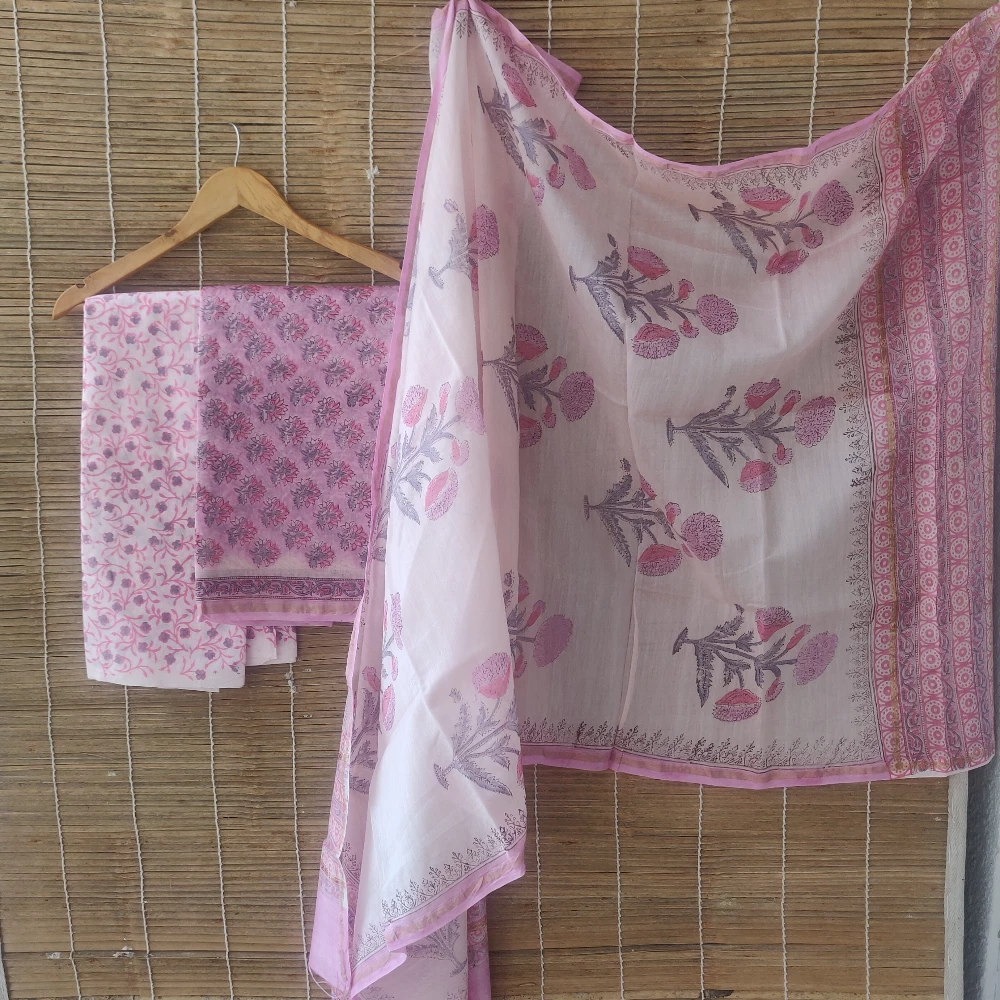 Carnation Pink Chanderi Silk kurta set