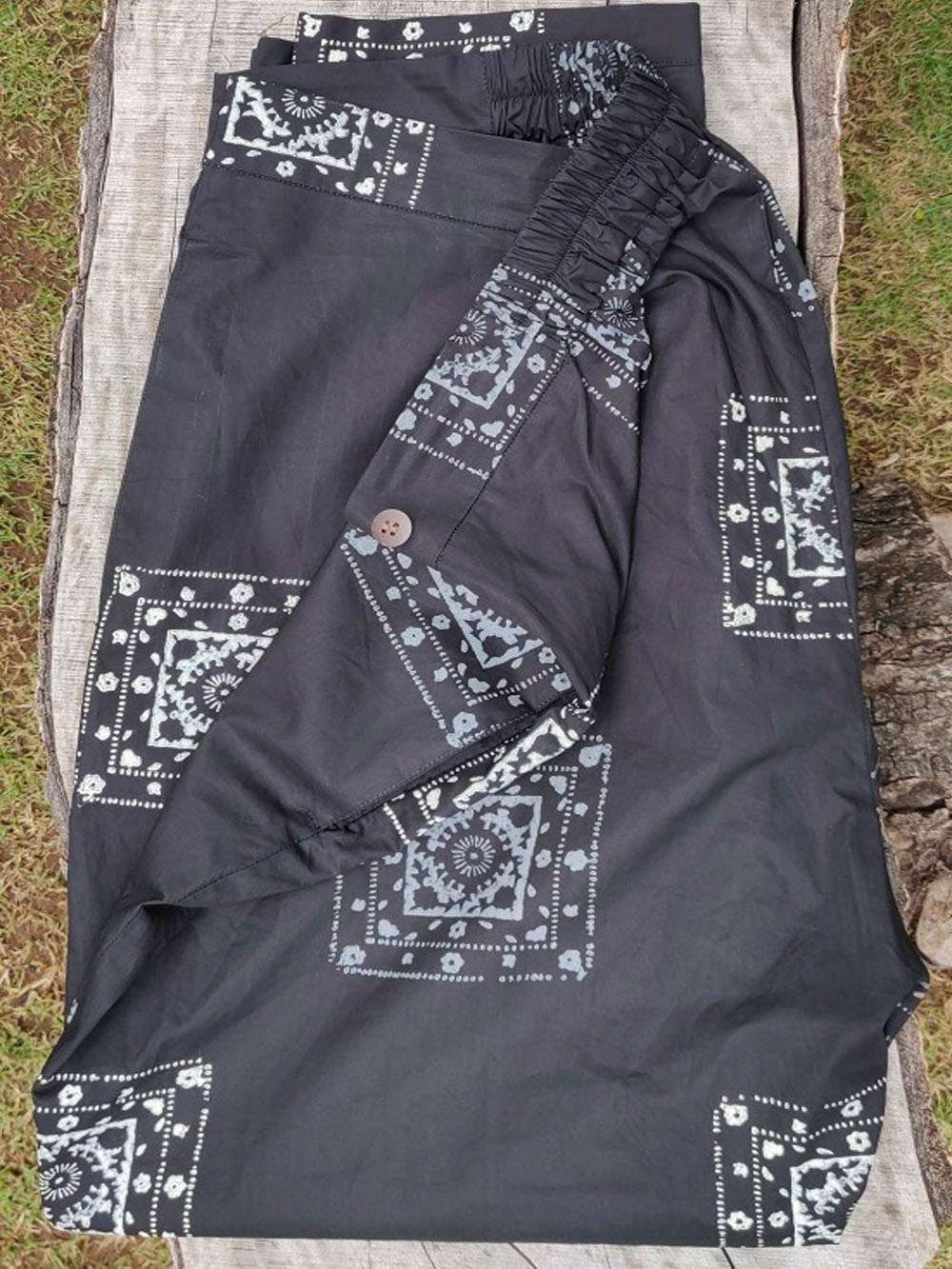 Smokey black hand block printed cotton Sharara (XS)