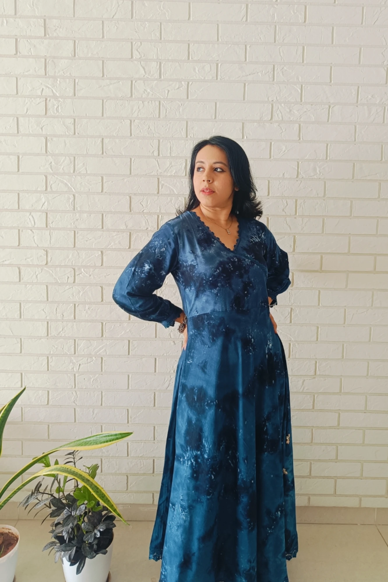 Midnight blue Viscose tie-dye circular maxi (XL)