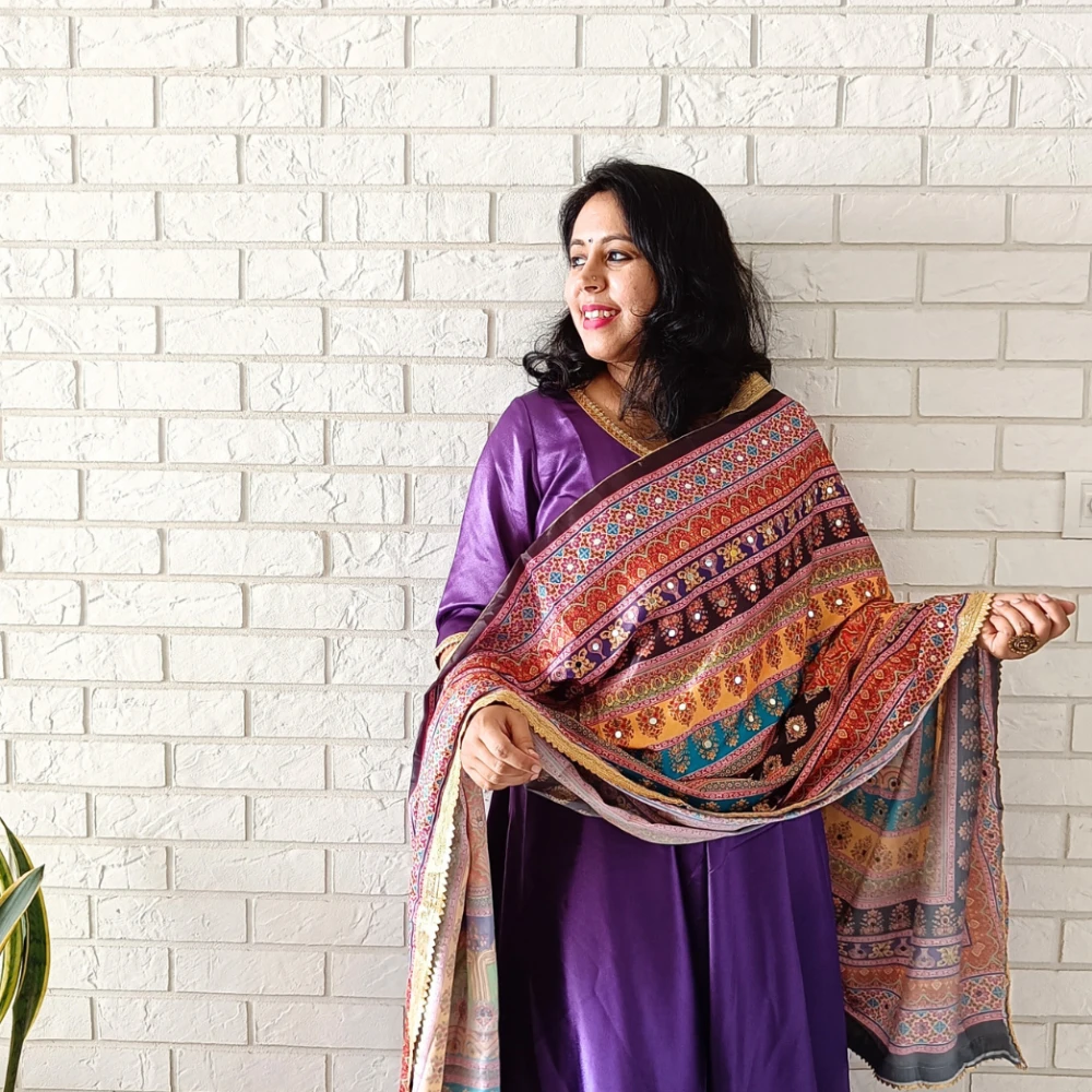Satin maxi with mirror dupatta (XL)
