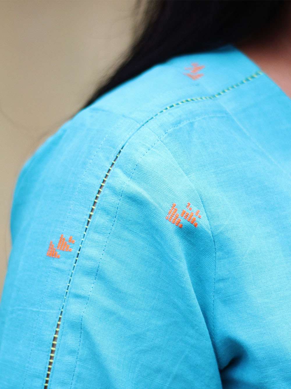 Handloom Cotton Rocket motif dress (S)