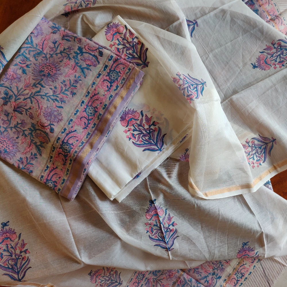Lilac Chanderi Silk kurta set