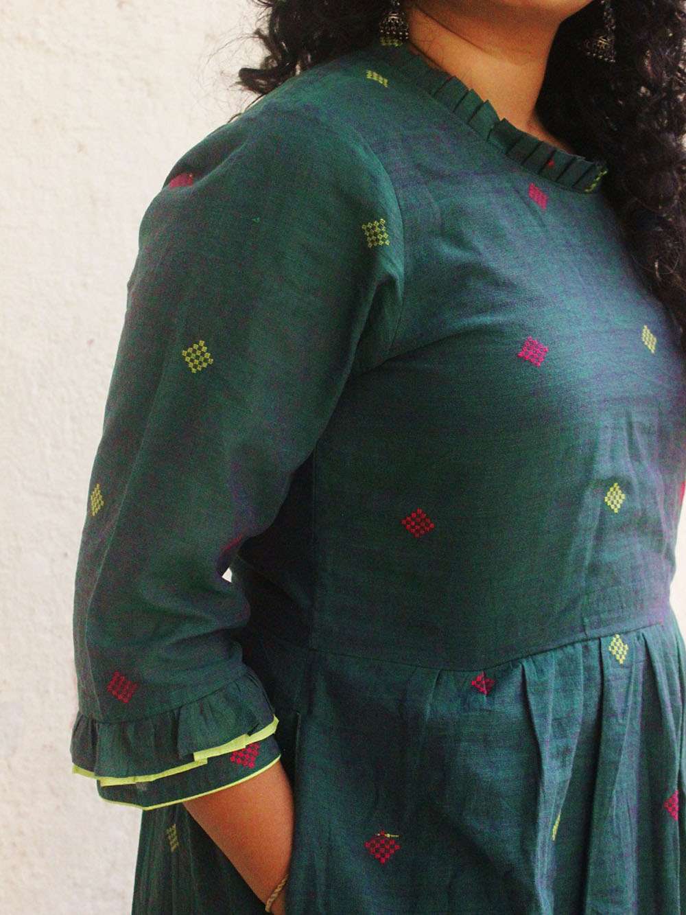 Handloom Cotton Square motif maxi dress (S)