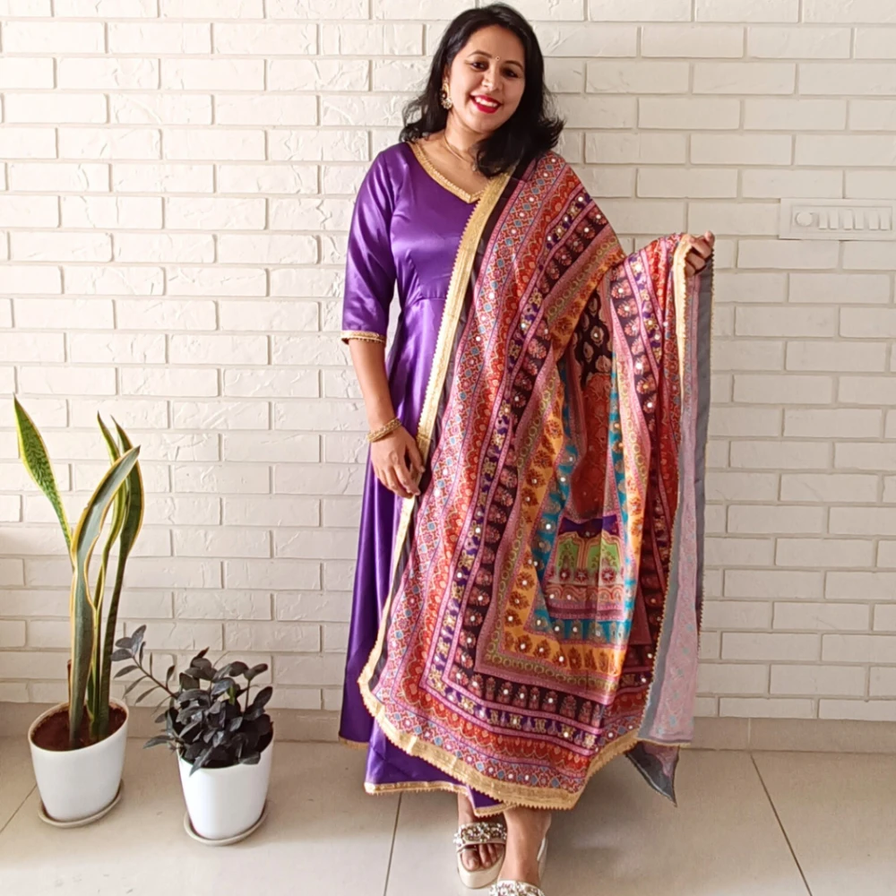 Satin maxi with mirror dupatta (XL)