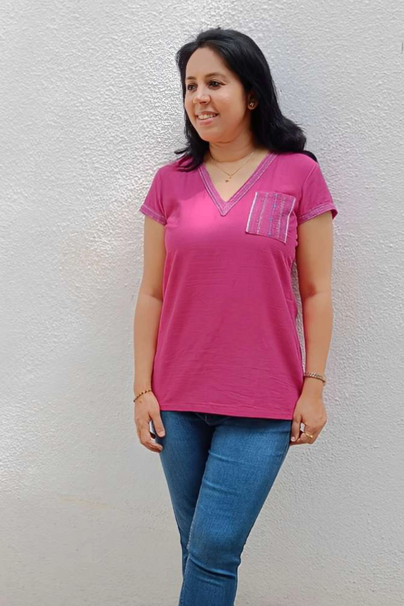 Hand embroidered cotton top (M)