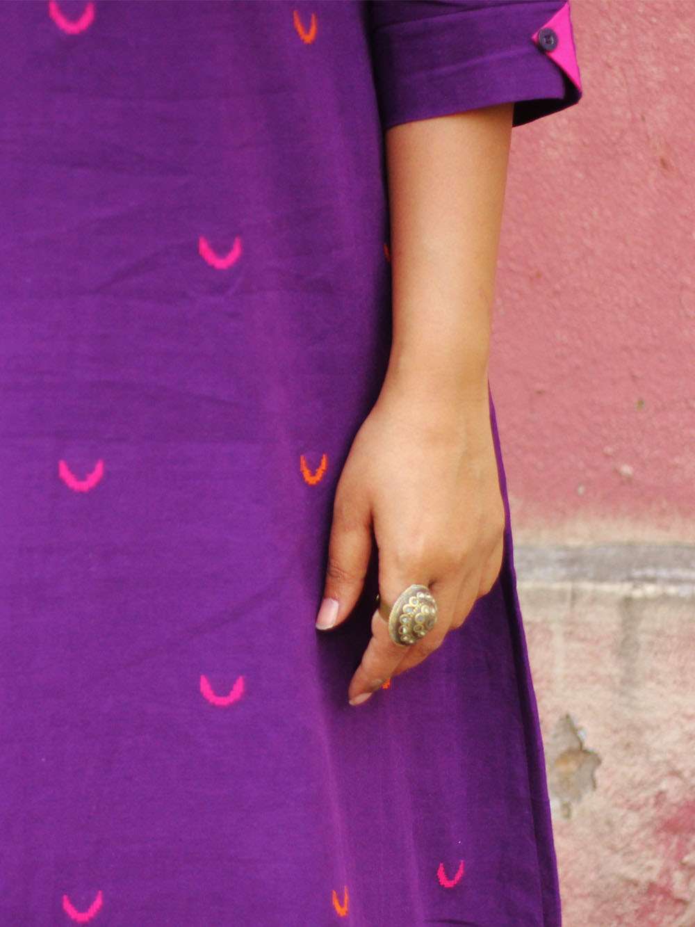 Handloom Cotton Crescent motif midi dress