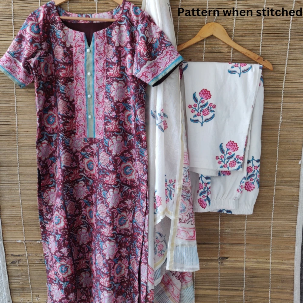 Pink Chanderi Silk kurta set (Pink/Unstitched/XS)