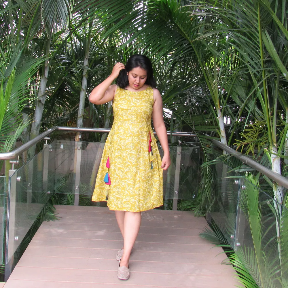 'Marigold' Cotton Tie-up Dress