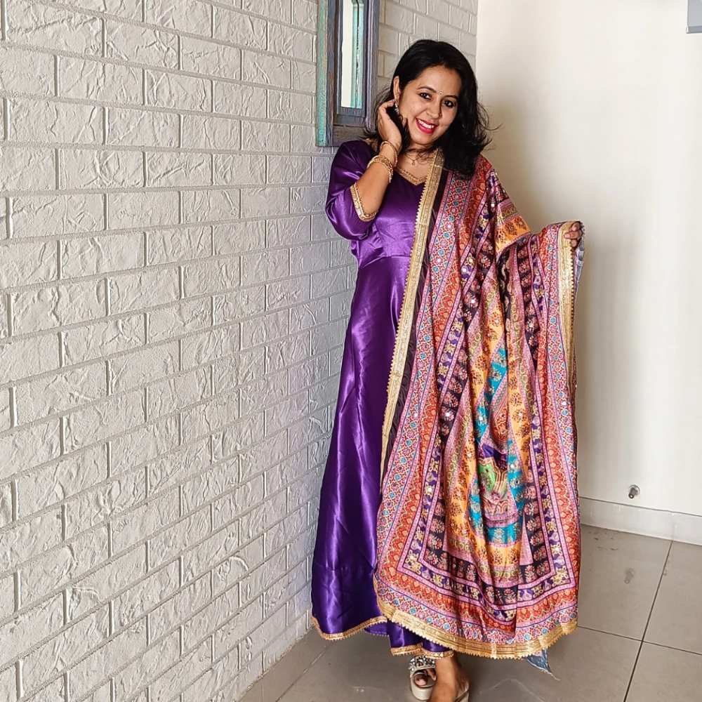 Satin maxi with mirror dupatta (XL)