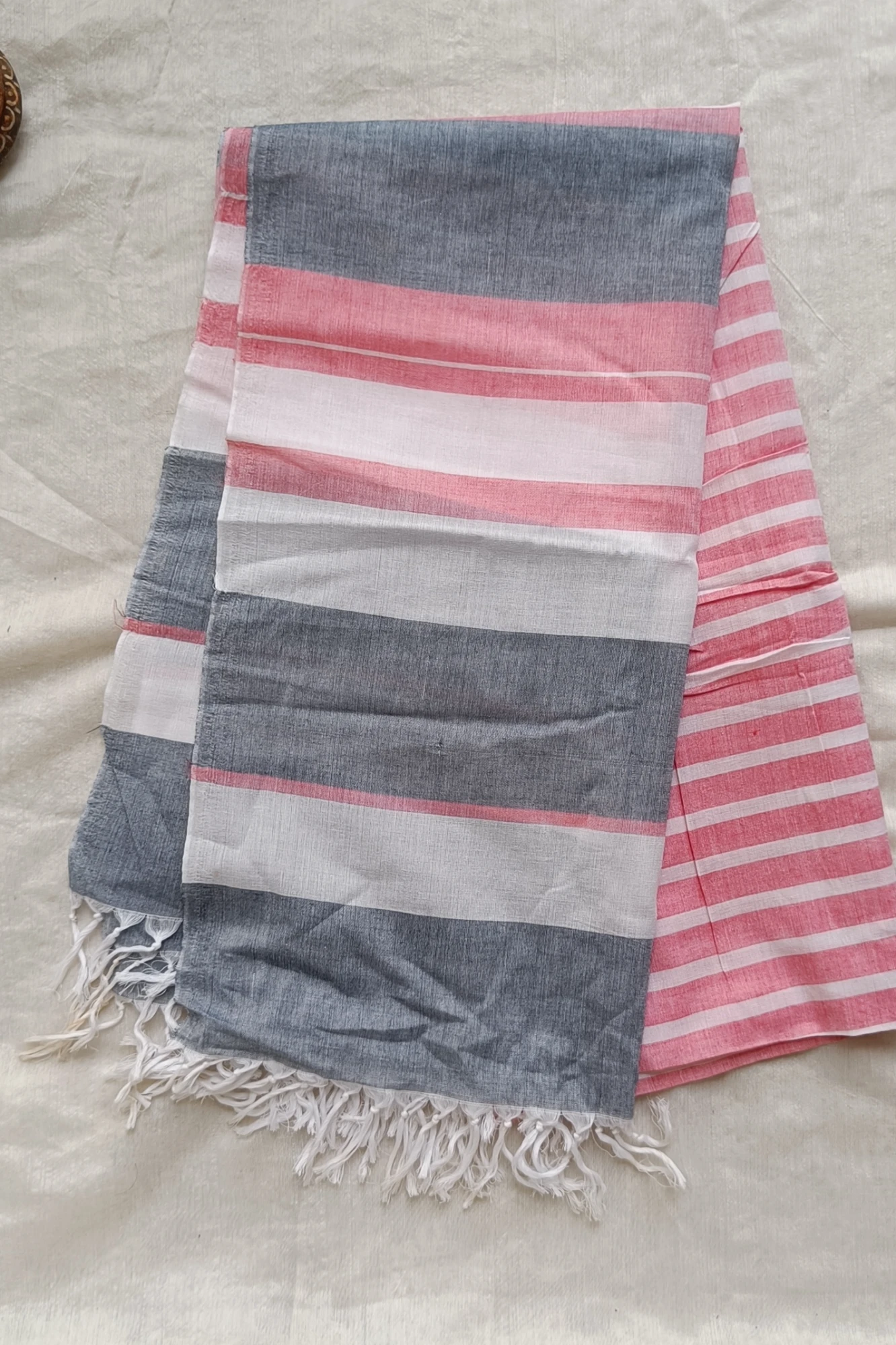 Pink breeze striped cotton stole