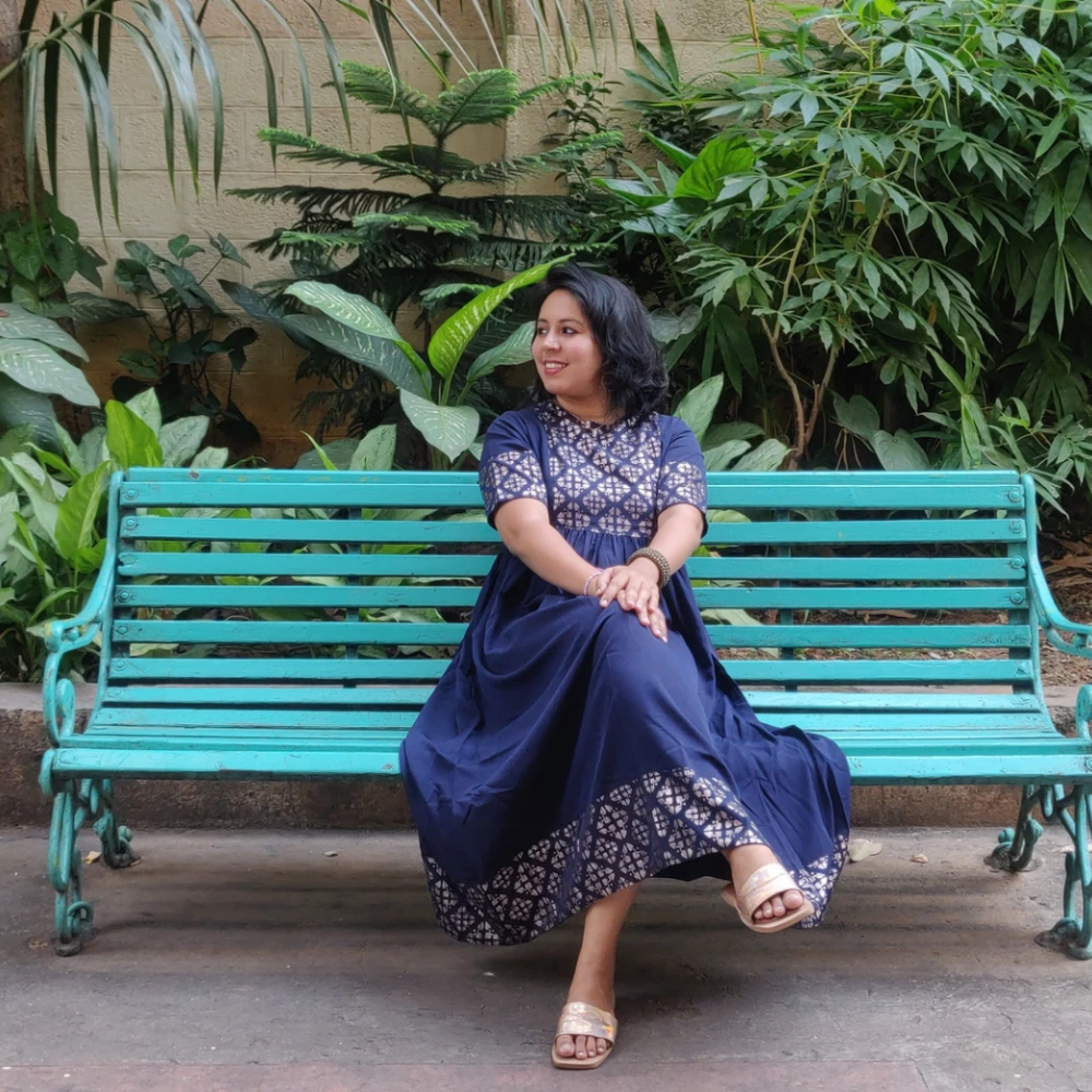 Foil print crepe maxi dress (L)