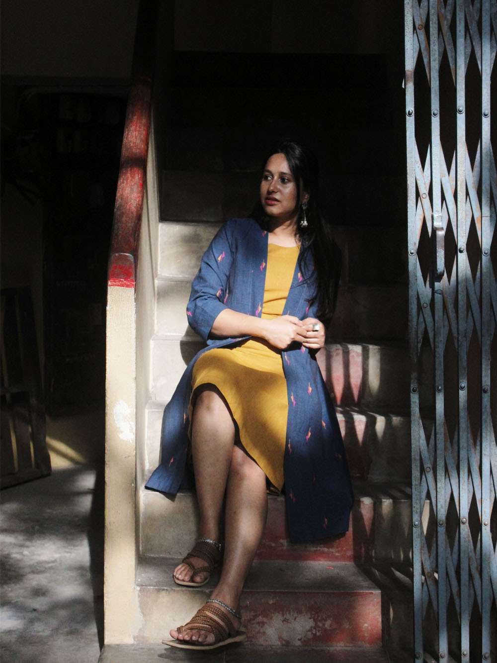 Handloom Cotton Jamdani layered dress