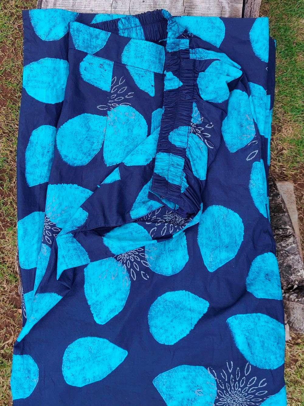 Midnight Blue hand block printed cotton pants (S)