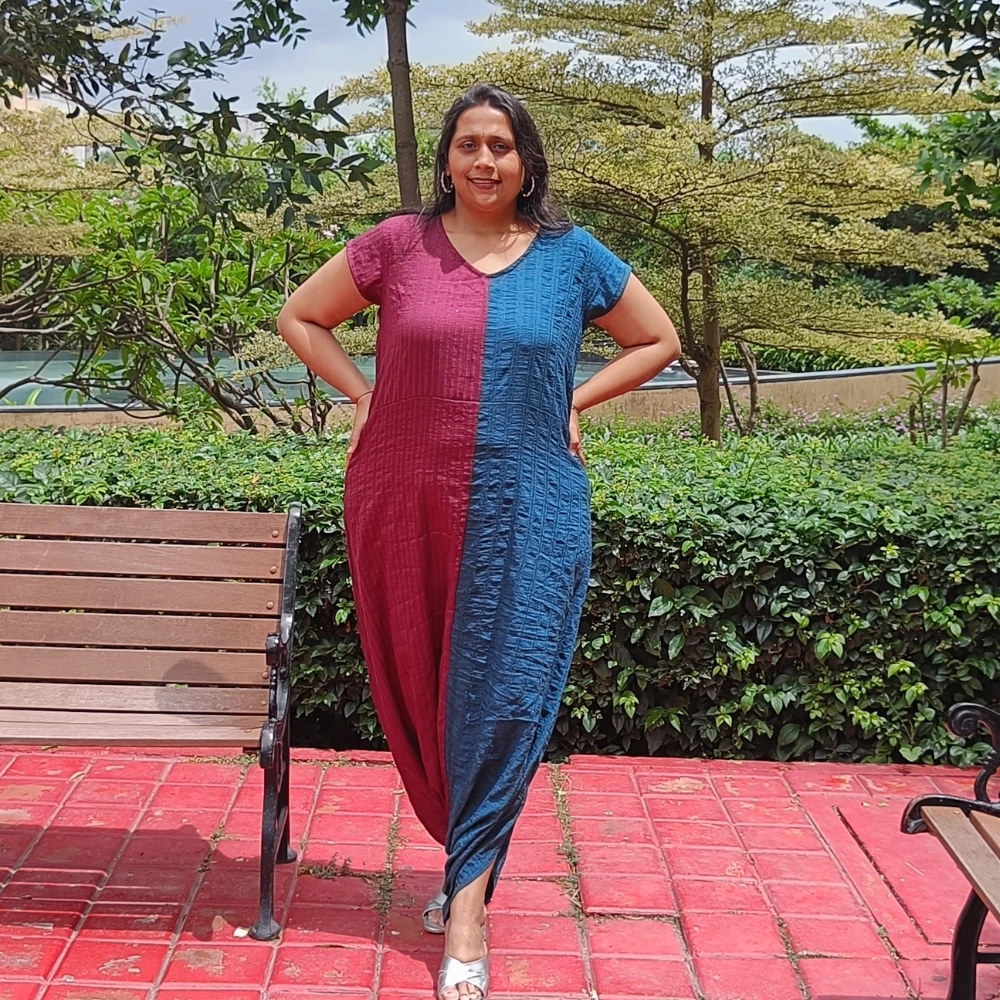 Colourblock Draped Jumpsuit (L)