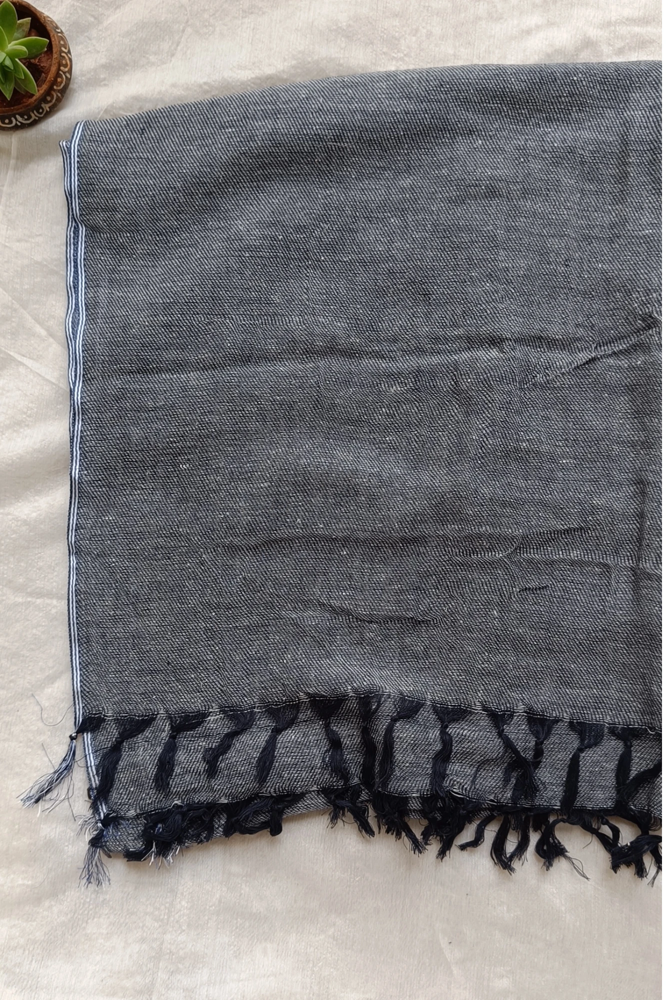 Blue diagonal cotton stole