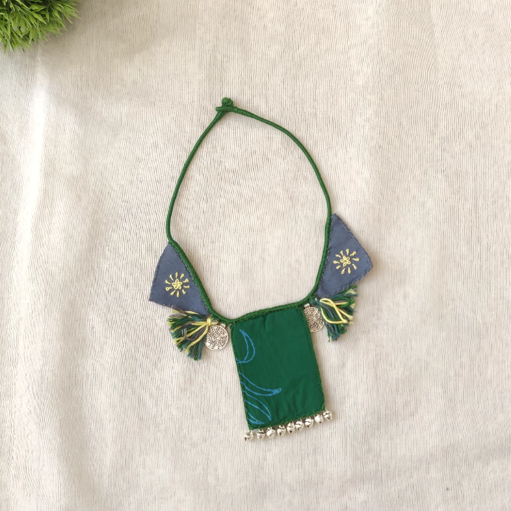 Tassel & Coin Neckpiece (green- printed)