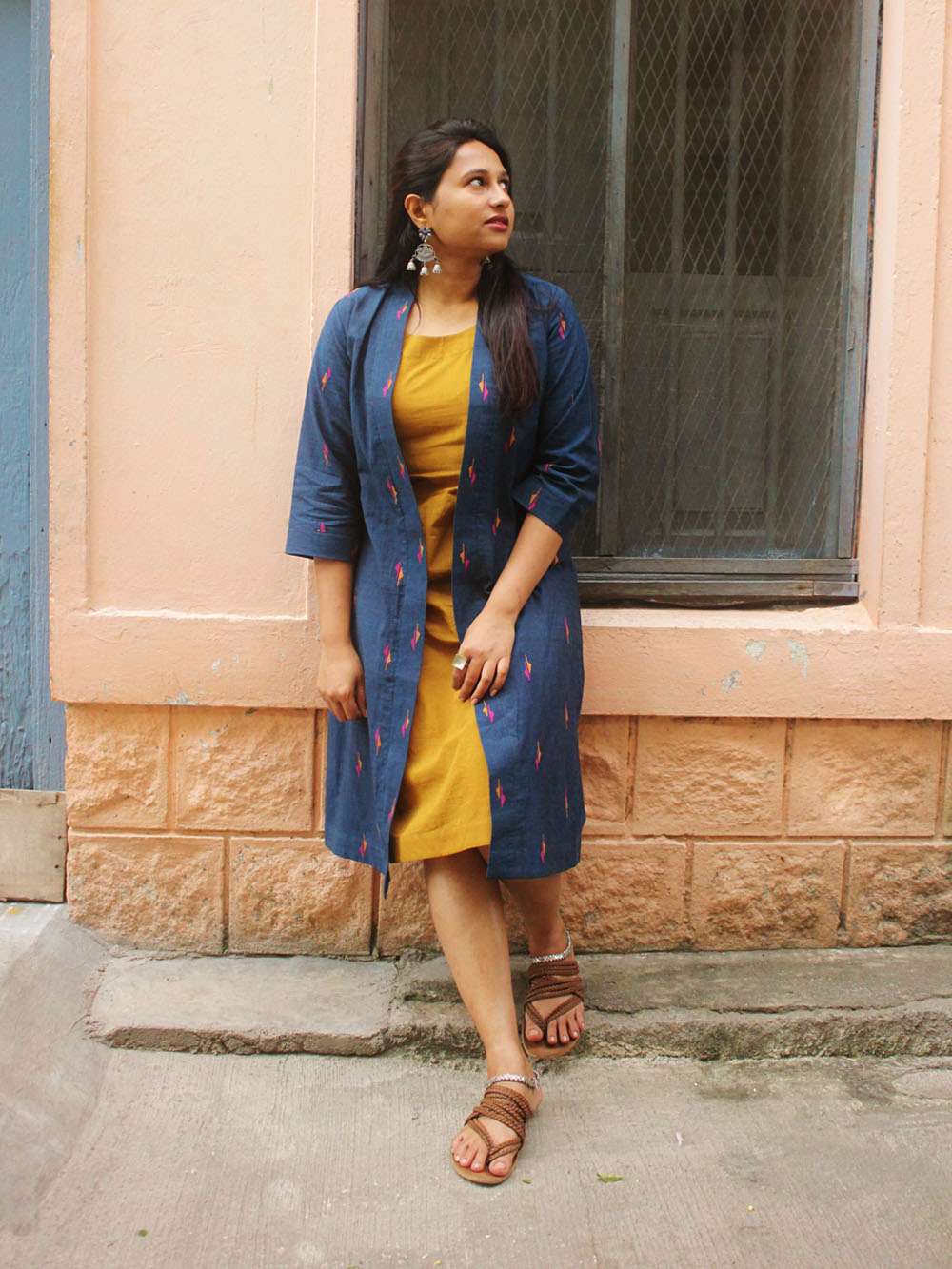 Handloom Cotton Jamdani layered dress