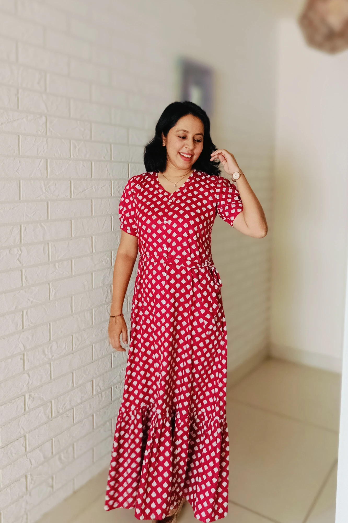 Printed Viscose Maxi dress with frill (XL)