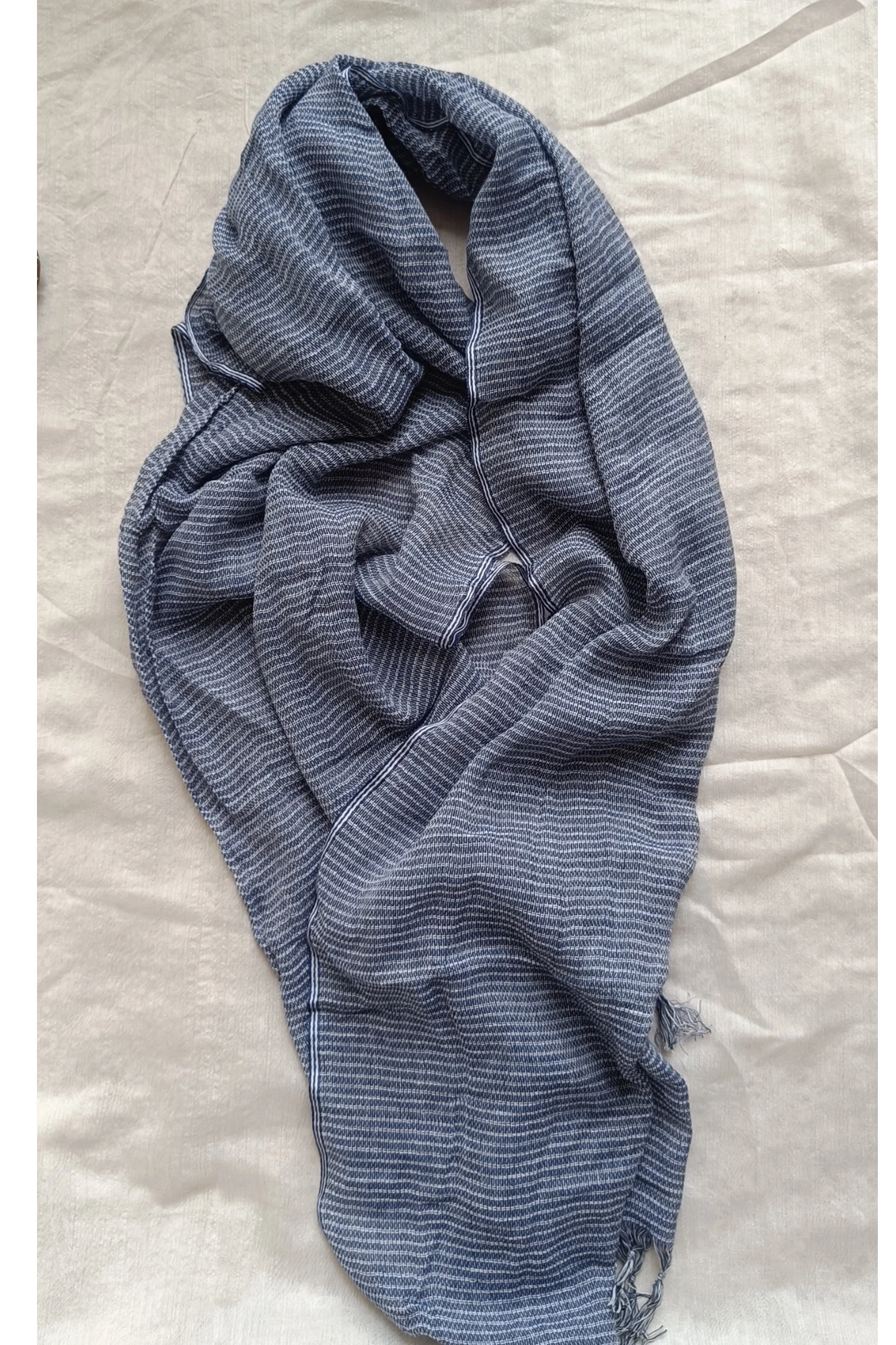 Blue breeze striped cotton stole