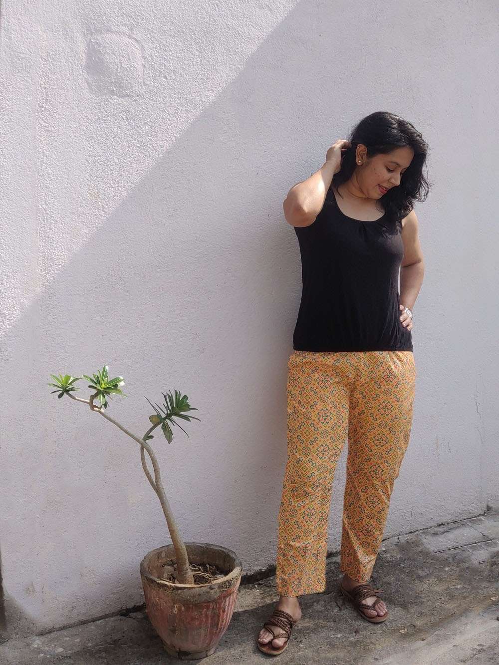 Sandstone orange - screen printed cotton pants
