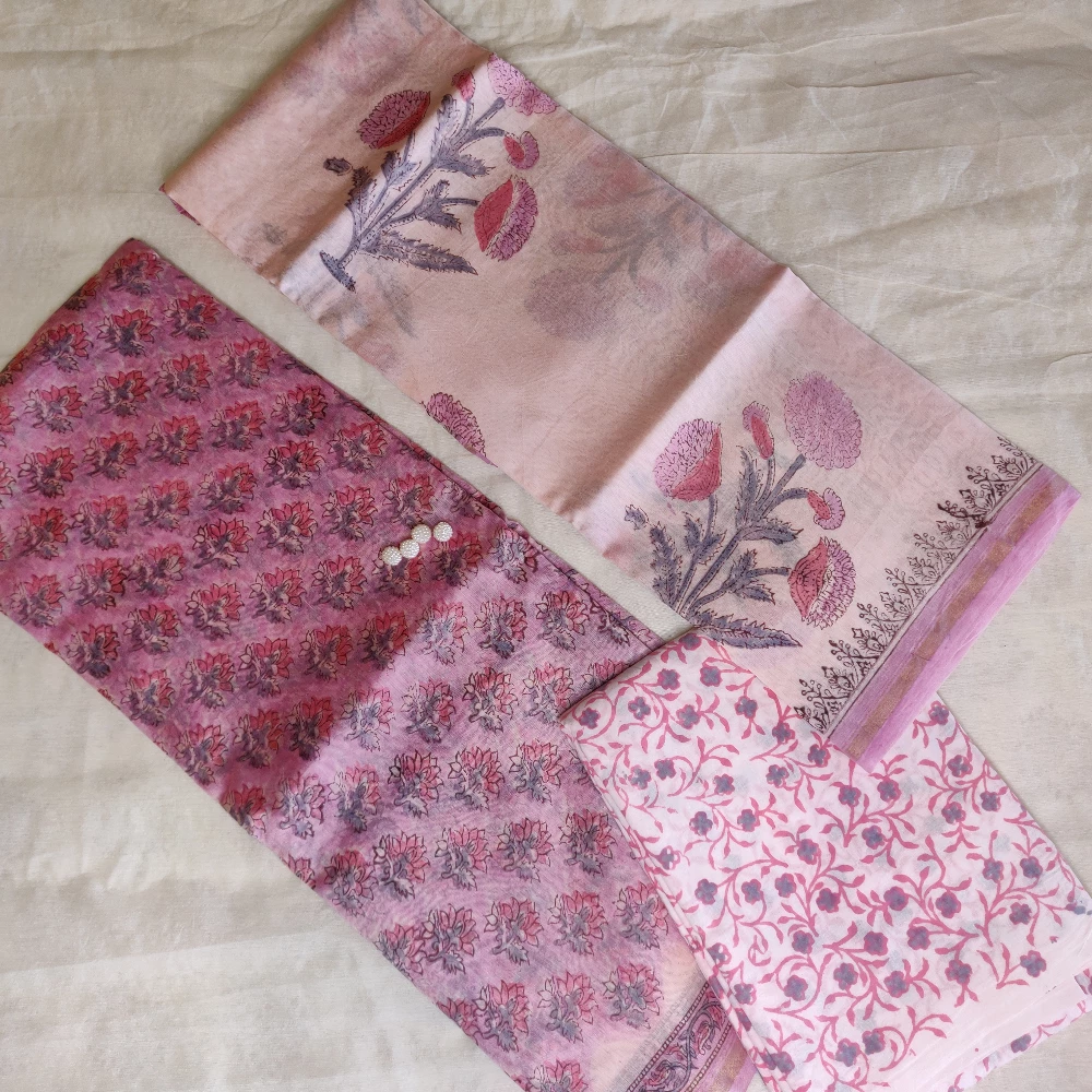 Carnation Pink Chanderi Silk kurta set