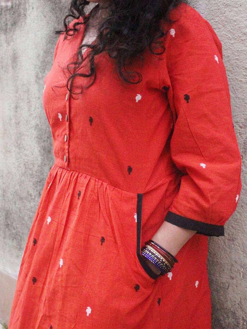 Handloom Cotton Paisley motif maxi dress (s)