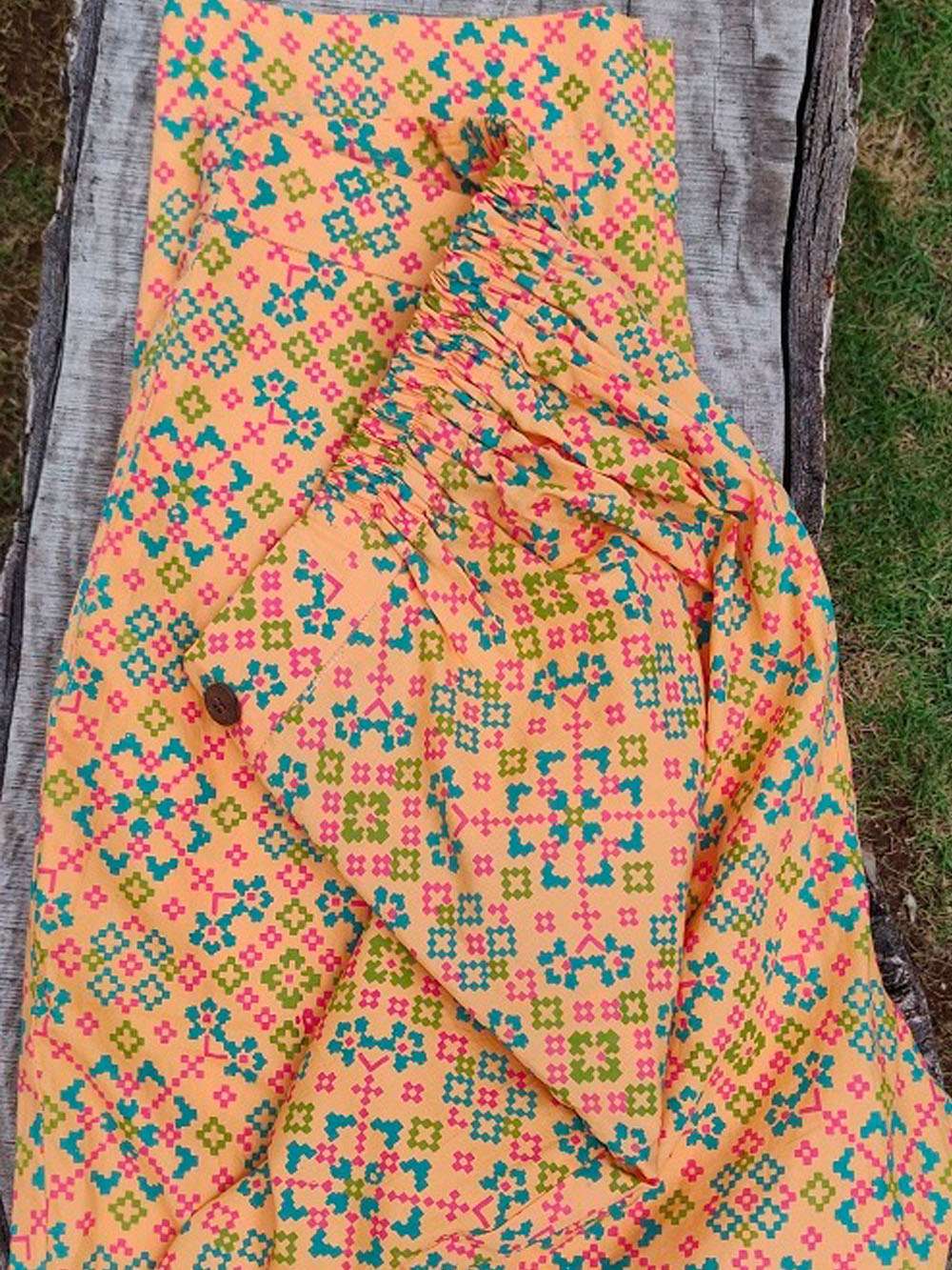 Sandstone orange - screen printed cotton pants (M)