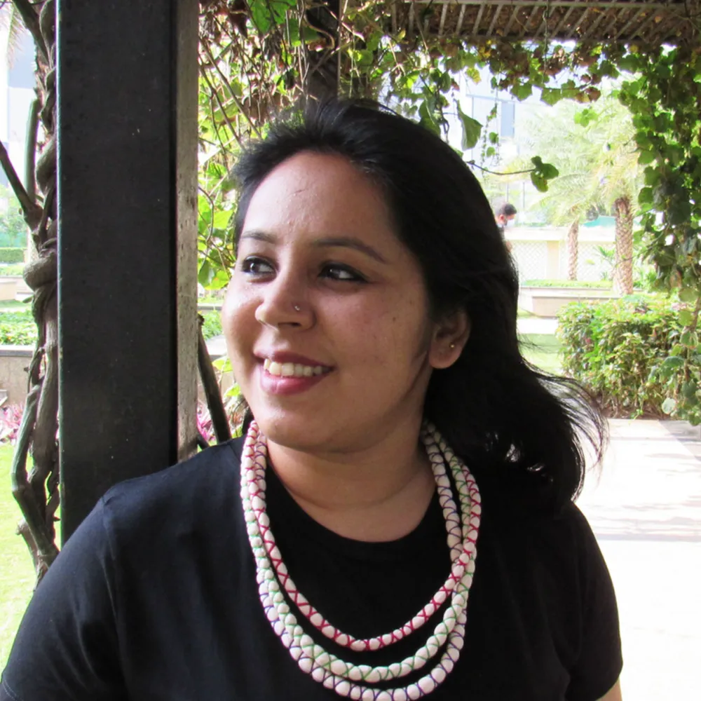 Handmade 3 layered Textile Neckpiece - Offwhite