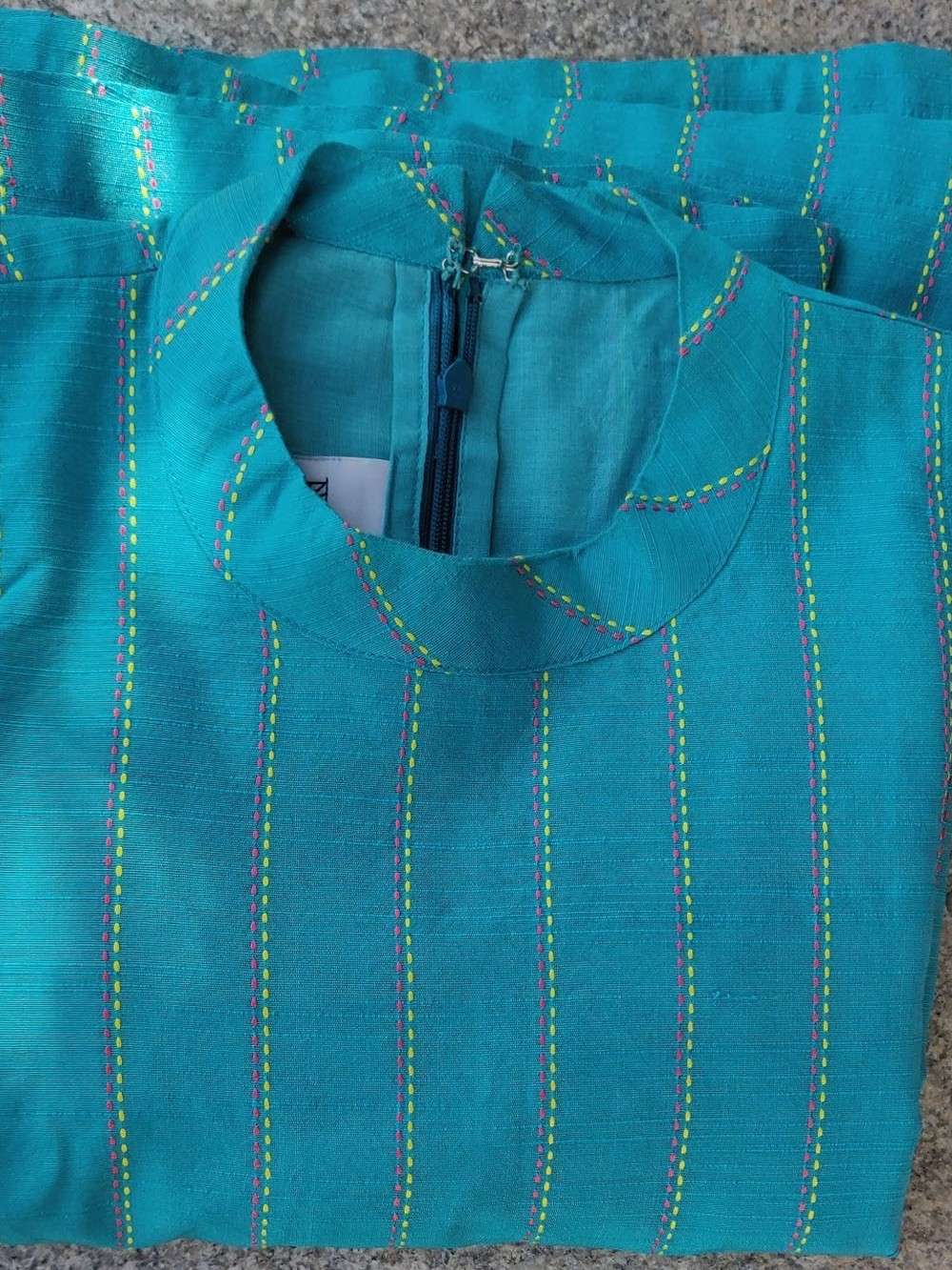Aqua Blue Cotton Silk Dress (m)